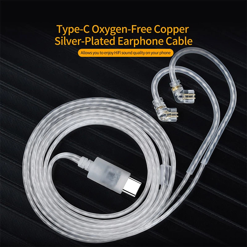 Usb C Earphone - Kabel Earphone KZ OFC Berlapis Perak,